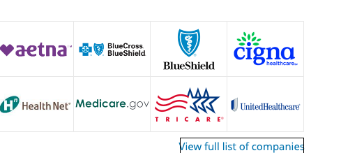 Accepted insurance carriers: Aetna, Blue Cross Blue Shield, Blue Shield, Cigna, HealthNet, Medicare, Tricare, and UnitedHealthcare
