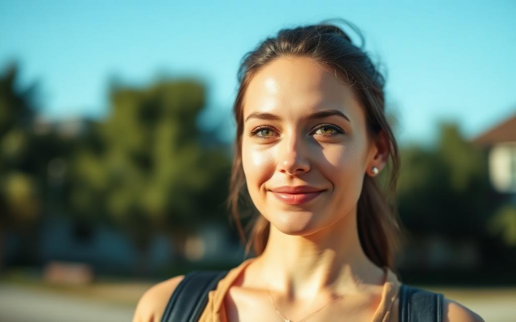 Confident woman in her thirties in natural daylight exploring egg freezing in San Diego